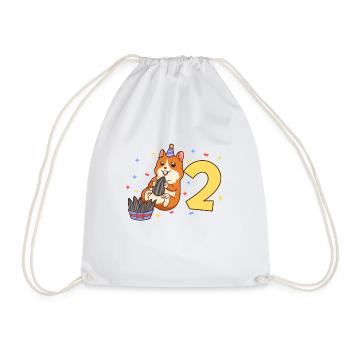 With hamster - children's birthday 2 years - Drawstring Bag - white - Front