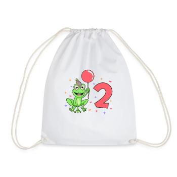 Mit Frosch - Kinder Geburtstag 2 Jahre - Turnbeutel - Weiß - Vorne