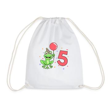 Mit Frosch - Kinder Geburtstag 5 Jahre - Turnbeutel - Weiß - Vorne