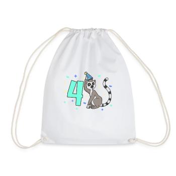 With lemur - children's birthday 4 years - Drawstring Bag - white - Front