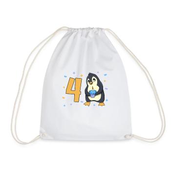 Avec pingouin - anniversaire des enfants 4 ans - Sac de sport léger - blanc - Devant