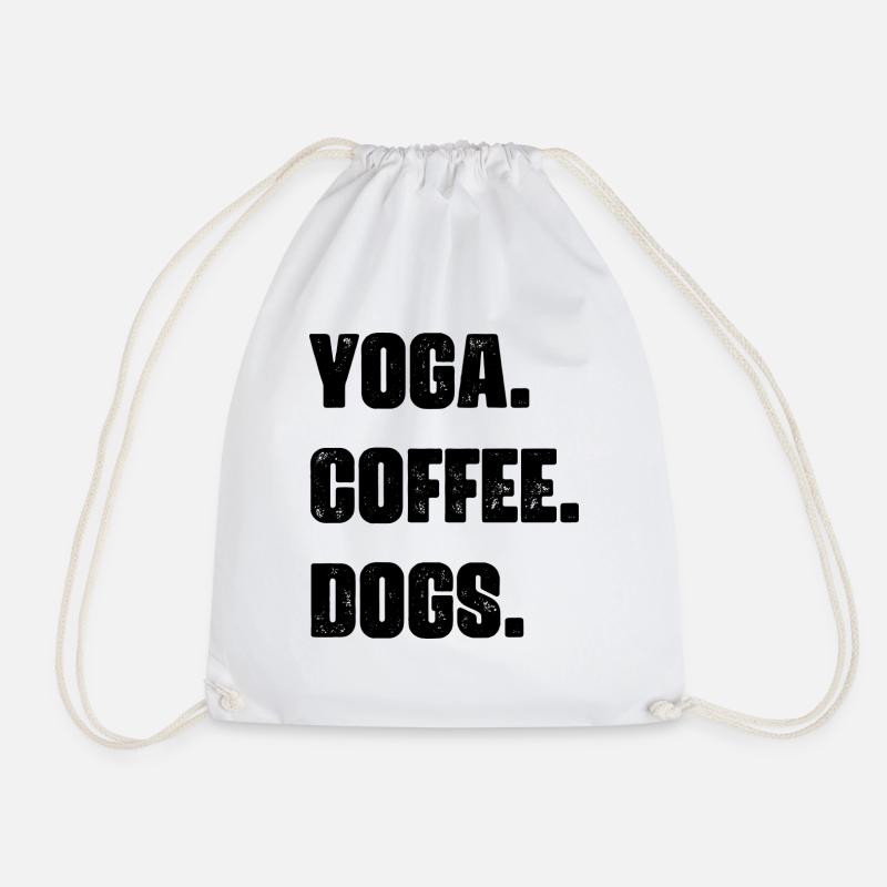 Yoga Kaffee Hunde - Turnbeutel - Weiß