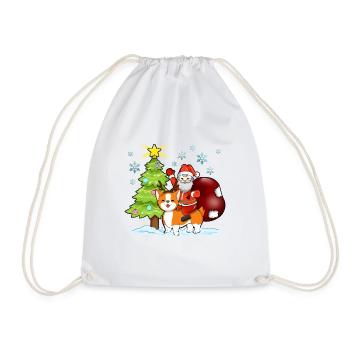 Weihnachtsmann reitet Corgi Weihnachten - Turnbeutel - Weiß - Vorne