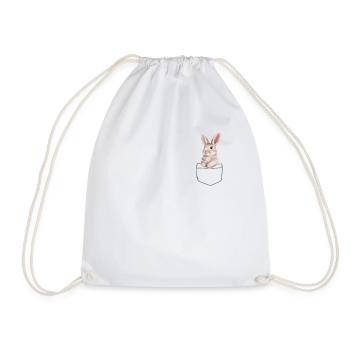 Hase In Einer Tasche Aquarell - Turnbeutel - Weiß - Vorne