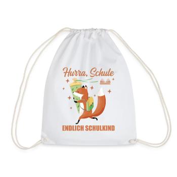 Endlich Schulkind 1 Klasse Schultüte mit Fuchs - Turnbeutel - Weiß - Vorne