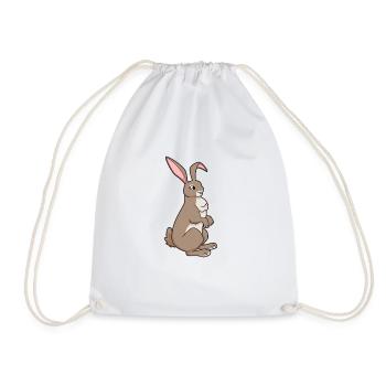 Kawaii Rabbit - Drawstring Bag - white - Front