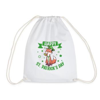 St Patrick's Fox - Happy St Patrick's Day - Drawstring Bag - white - Front