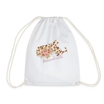 Massachusetts Leopard-pattern Map - Drawstring Bag - white - Front