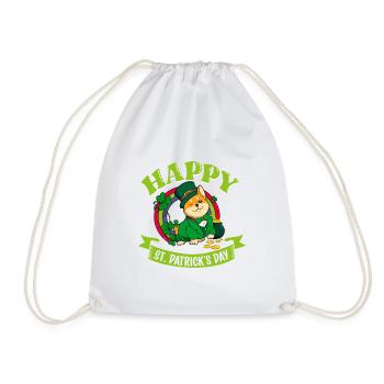 St Patrick's Corgi - Happy St Patrick's Day - Drawstring Bag - white - Front
