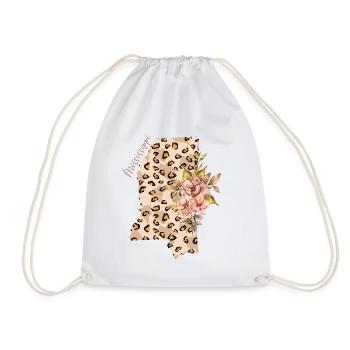 Mississippi Leopard Pattern Map Leo - Drawstring Bag - white - Front