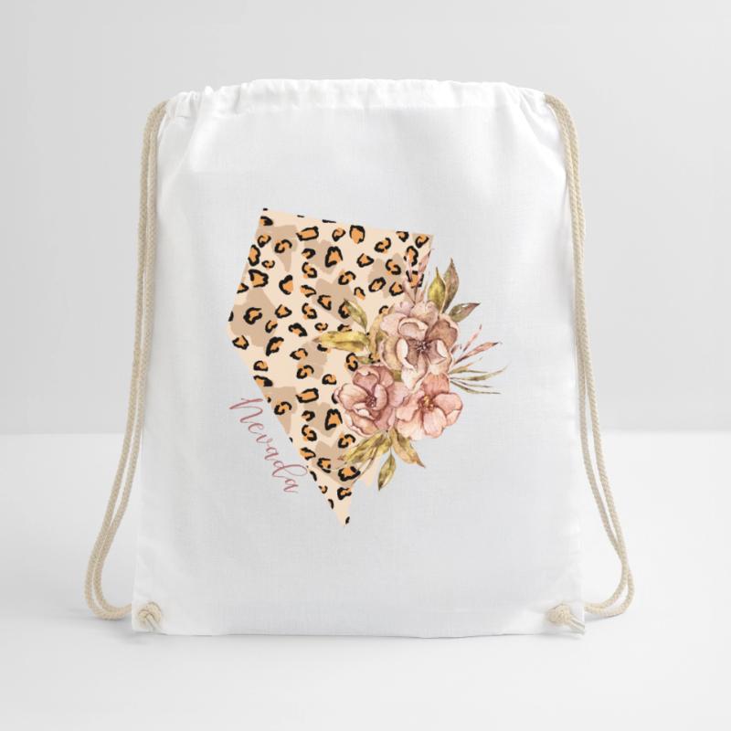 Nevada Leopard Pattern Map Leo Drawstring Bag