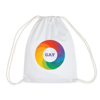Regenbogen Ring "Gay" Lila - Turnbeutel - Weiß - Vorne