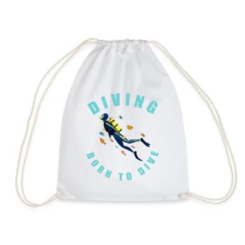 Diving Born To Dive Diver Taucher - Turnbeutel - Weiß - Vorne