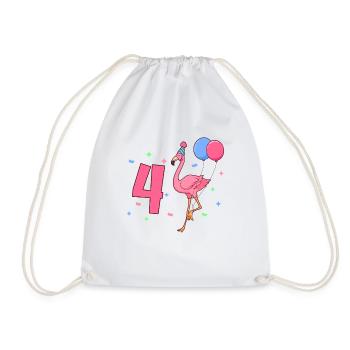 With Flamingo - Girls Birthday 4 Years - Drawstring Bag - white - Front