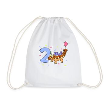 avec Triceratops - Anniversaire des enfants 2 ans - Sac de sport léger - blanc - Devant