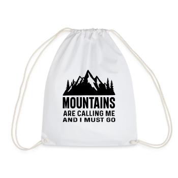 The Mountains are Calling and I must Go - Drawstring Bag - white - Front