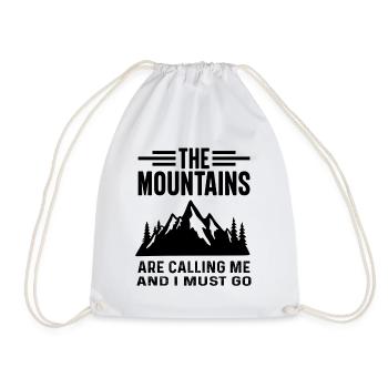 The Mountains are Calling and I must Go - Drawstring Bag - white - Front
