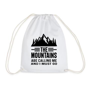 The Mountains are Calling and I must Go - Drawstring Bag - white - Front