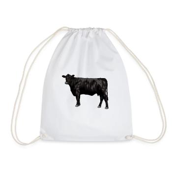 Dessin d’une vache Black Angus - Sac de sport léger - blanc - Devant