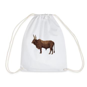 Drawing of an Ankole cow - Drawstring Bag - white - Front