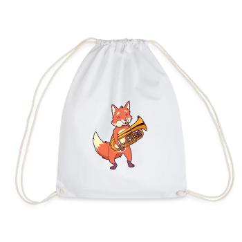 Un renard de dessin animé joue de l’euphonium - Sac de sport léger - blanc - Devant