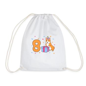 With Corgi - Girl's Birthday 8 Years - Drawstring Bag - white - Front