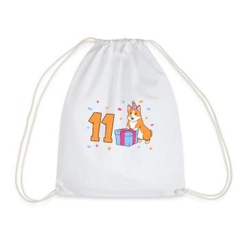 Avec Corgi - Anniversaire de fille 11 ans - Sac de sport léger - blanc - Devant