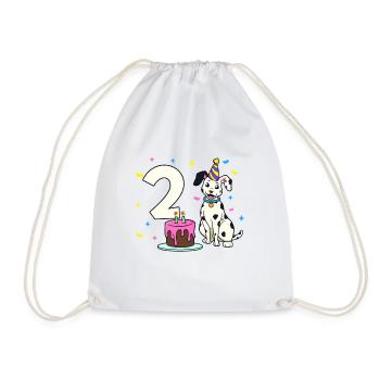 Avec Dalmatien - Anniversaire de fille 2 ans - Sac de sport léger - blanc - Devant
