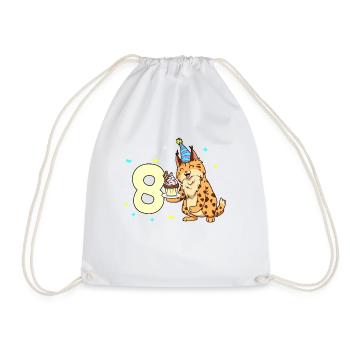 With lynx - children's birthday 8 years - Drawstring Bag - white - Front