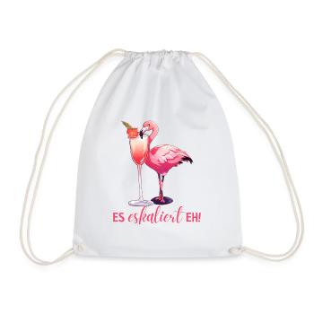 Es eskaliert eh Flamingo - Turnbeutel - Weiß - Vorne
