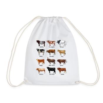 Dessins de vaches - races bovines - Sac de sport léger - blanc - Devant