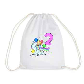 Avec licorne - Anniversaire de fille 2 ans - Sac de sport léger - blanc - Devant