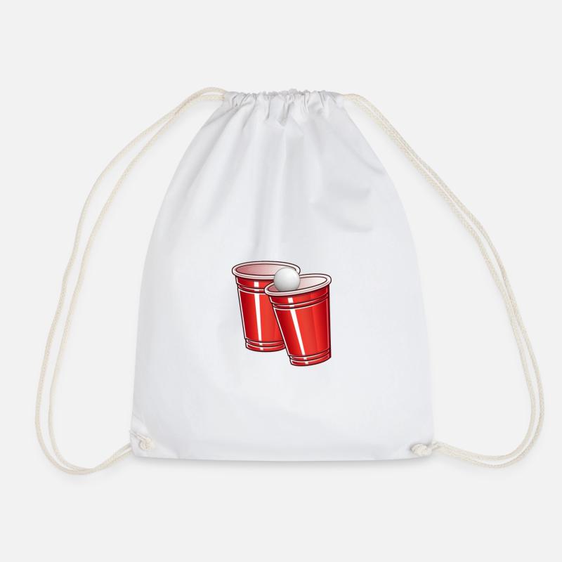 Beer Pong Mug - Drawstring Bag - white