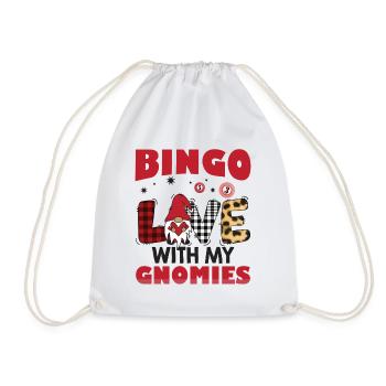 Bingo Liebe Mit Meinen Gnomies Buffalo Plaid Bingo - Turnbeutel - Weiß - Vorne
