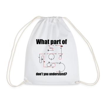 Which part of the Aresti aerobatic maneuvers - Drawstring Bag - white - Front