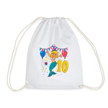 Avec Sirène - Anniversaire de fille 10 ans - Sac de sport léger - blanc - Devant