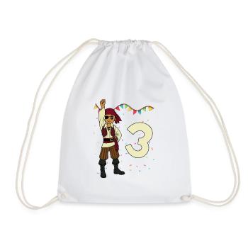 With Pirate - Boys' Birthday 3 Years - Drawstring Bag - white - Front