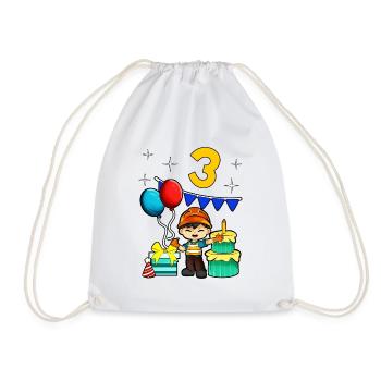 Avec ouvrier du bâtiment - Anniversaire des garçons 3 ans - Sac de sport léger - blanc - Devant