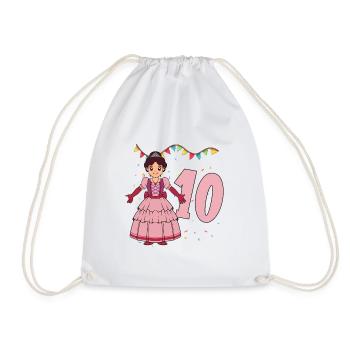 Avec princesse - fille anniversaire 10 ans - Sac de sport léger - blanc - Devant
