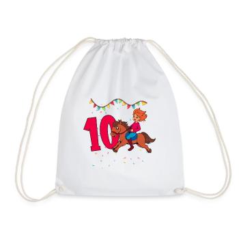 Mit Pferd - Mädchen Geburtstag 10 Jahre - Turnbeutel - Weiß - Vorne