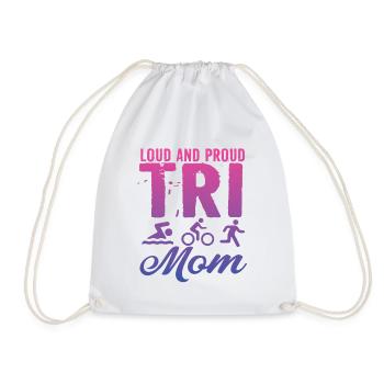 Triathlète Tri Mom bruyante et fière - Sac de sport léger - blanc - Devant