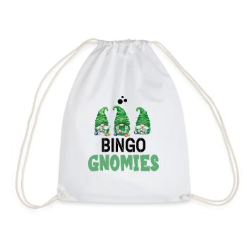 Bingo Gnomies Women Men Funny Bingo - Drawstring Bag - white - Front