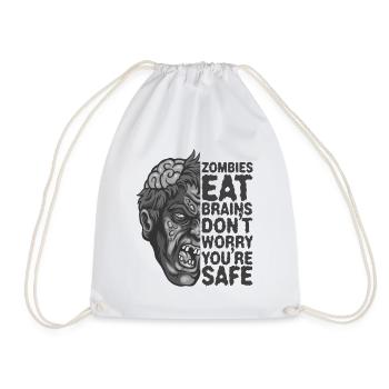 Zombies eat brains Don't worry, you're safe - Drawstring Bag - white - Front