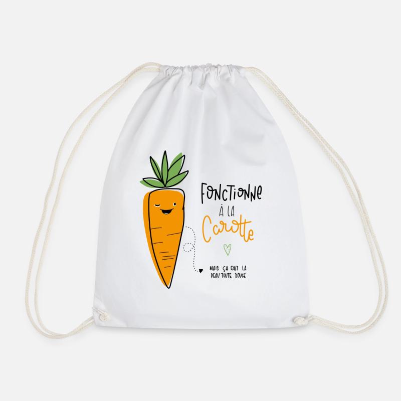Original T-shirt, "works with a carrot" - Drawstring Bag - white