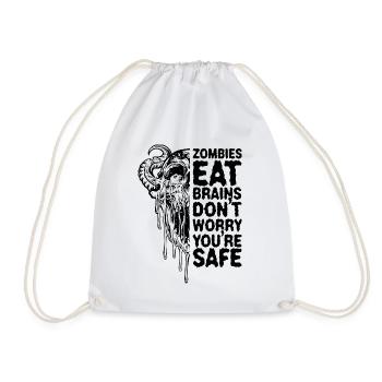Zombies eat brains Don't worry, you're safe - Drawstring Bag - white - Front