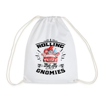 Rolling With My Gnomies Christmas Gnome - Drawstring Bag - white - Front