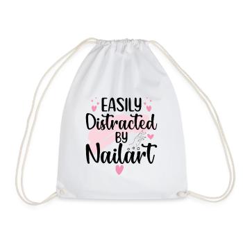 Easily distracted by nail art Nail Tech - Drawstring Bag - white - Front