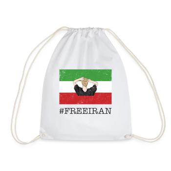 Neue iranische Flagge Kein Hijab weibliche Faustunterstützung - Turnbeutel - Weiß - Vorne