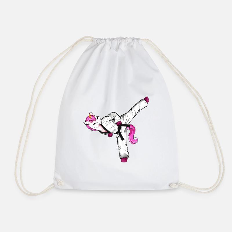 Cartoon Einhorn macht Hapkido - Turnbeutel - Weiß