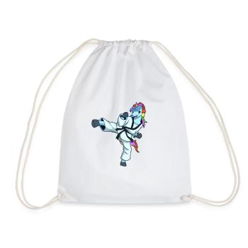 Cartoon Einhorn macht Tang Soo Do - Turnbeutel - Weiß - Vorne